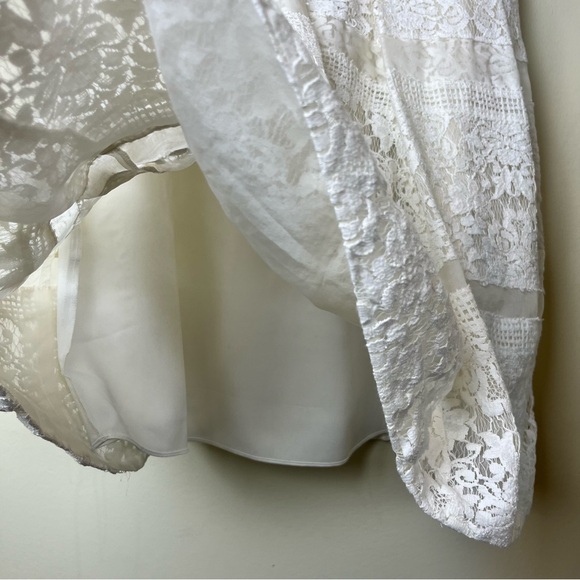 Rebecca Taylor White Silk Layered Effect Floral Lace Combo Dress - Size 8 - Picture 10 of 15